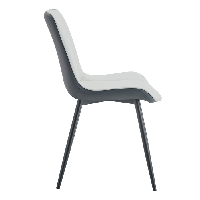 Extended Seat Cushion PU Dining Chair Set - Four Pieces.Smooth line design.Can integrate well into various modern home decoration styles.White and Dark Gray Splicing Colors. - DTYStore