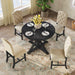 Functional Furniture Retro Style Dining Table Set with Extendable Table and 4 Upholstered Chairs for Dining Room and Living Room