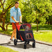 One-Click Foldable Doggy Stroller for Medium Large Dogs, Pet Stroller with Storage, Smooth Ride with Shock Absorption, Mesh Window, Safety Leash, Big Dog Walking Stroller, Red - DTYStore