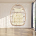 Outdoor Garden Rattan Egg Swing Chair Hanging Chair Wood+Khaki - DTYStore