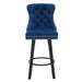 Modern Swivel Bar Stools Velvet Barstools Button Tufted Bar Stools Rivet Trim Bar Stools for Kitchen Island,Bistro, with Metal Pull Ring Sturdy Footrest Large Backrest for Home Bar,Navy Blue 1pc - DTYStore