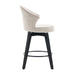 008-Wing Back Swivel Bar Stools Set of 2 - 25' Counter Height Adjustable Stools with Solid Wood Legs & Chenille Upholstery, Leveling Feet for Kitchen Island, Home Pub or Dining Room, White - DTYStore