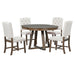 5-Piece Retro Functional Dining Set, Round Table with 16"W Leaf and 4 Upholstered Chairs