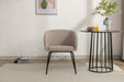 039-Set of 1 Boucle Fabric Dining Chair With Black Metal Legs,Light Coffee - DTYStore