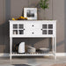 Sideboard Console Table with Bottom Shelf, Farmhouse Wood/Glass Buffet Storage Cabinet