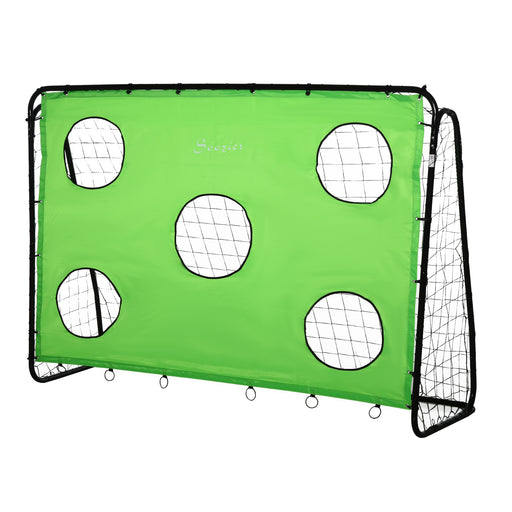 Soozier 8 x 3ft Soccer Goal Target Goal 2 in 1 Design Indoor Outdoor Backyard with All Weather Polyester Net Best Gift - DTYStore