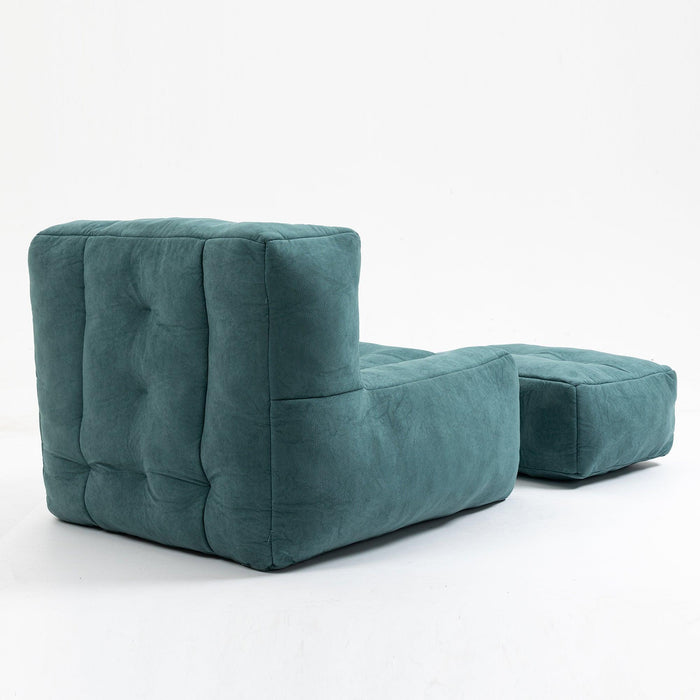 Fluffy bean bag chair, comfortable bean bag for adults and children, super soft lazy sofa chair with memory foam and ottoman, indoor modern focus bean bag chair for living room, bedroom, apartment - DTYStore