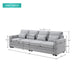 Modern Linen Fabric Sofa with Armrest Pockets and Pillows, Minimalist Style Couch