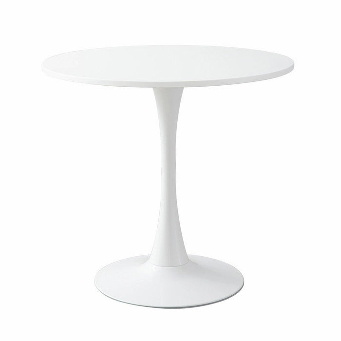 White Round Table, Modern Dining Table, MDF Top and Steel B0ase Tulip Round Kitchen Table, Mid Century Coffee Table for Living Room 24 Inch. - DTYStore