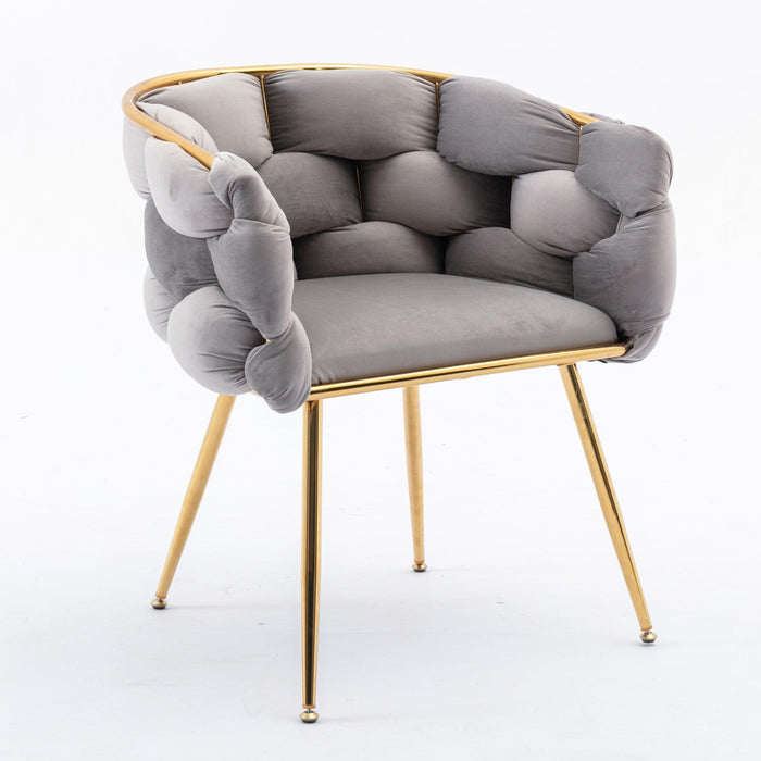 Luxury modern simple leisure velvet single sofa chair bedroom lazy person household dresser stool manicure table back chair gray - DTYStore