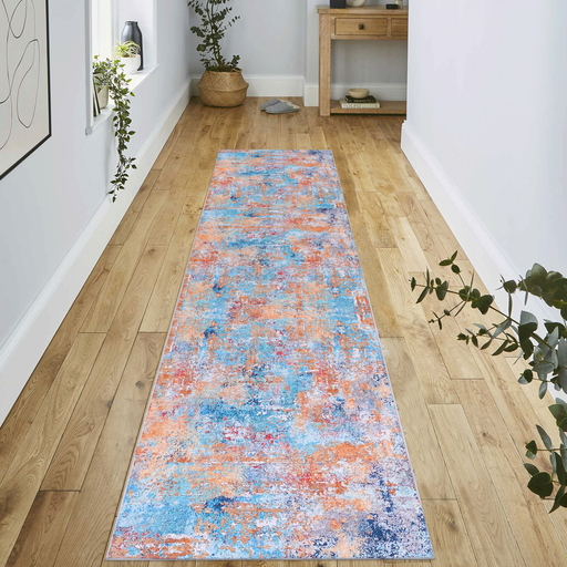 DTY Signature 2'6''x10' Runner, Washable Rug, Low-Pile, Non-Slip, Non-Shedding, Foldable, Kid & Pet Friendly - Area Rugs for living room, bedroom, kitchen, dining room rug (Multi, 2'6''x10') - DTYStore