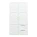 High wardrobe and kitchen cabinet with 2 doors, 2 drawers and 5 storage spaces,white