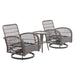3 Pieces Outdoor Swivel Rocker Patio Chairs, 360 Degree Rocking Patio Conversation Set with Thickened Cushions and Glass Coffee Table for Backyard, Grey - DTYStore