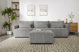 113.3" Convertible Sectional Sofa Couch 3-Seat L-Shaped with Movable Ottoman and USB