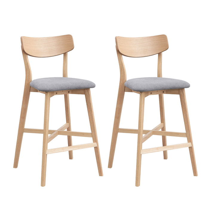 Wooden Bar Chairs Set of 2, Modern Soft Upholstered Kitchen Island Chairs, Counter Height Stool with Backrest,Wooden Frame Chairs with Footrest for Pub,Living Room,Restaurant,OAK - DTYStore