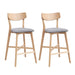 Wooden Bar Chairs Set of 2, Modern Soft Upholstered Kitchen Island Chairs, Counter Height Stool with Backrest,Wooden Frame Chairs with Footrest for Pub,Living Room,Restaurant,OAK - DTYStore