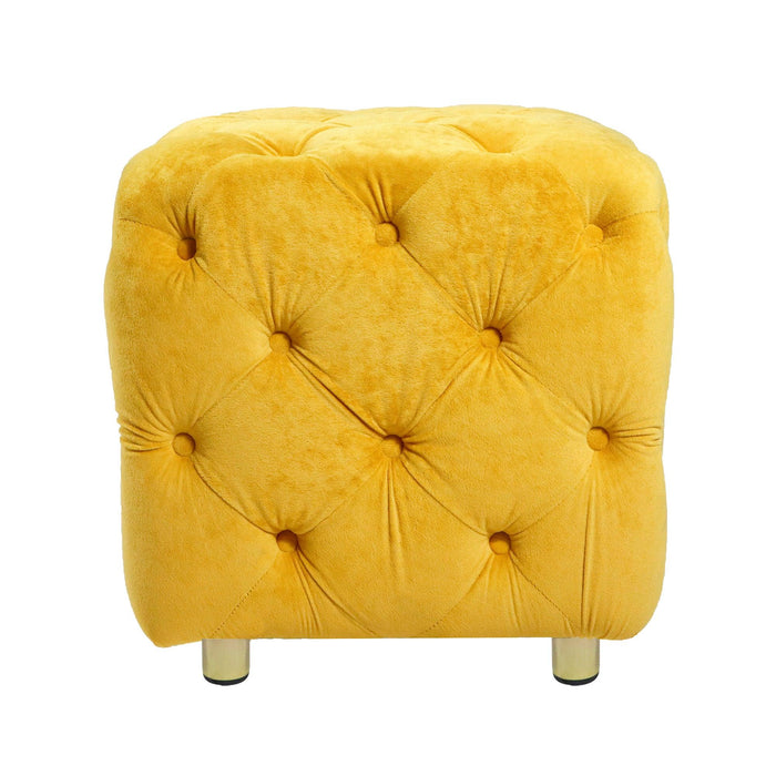 Yellow Modern Velvet Upholstered Ottoman, Exquisite Small End Table, Soft Foot Stool,Dressing Makeup Chair, Comfortable Seat for Living Room, Bedroom, Entrance