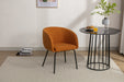 039-Set of 1 Boucle Fabric Dining Chair With Black Metal Legs,Ginger - DTYStore
