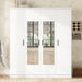 4-Door Mirror Wardrobe with shelves, White