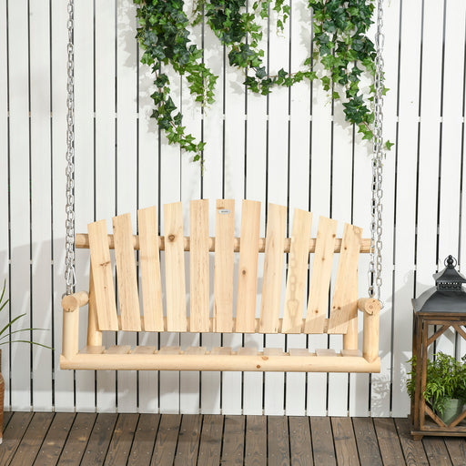 Outsunny 2-Seater Porch Swing, Hanging Outdoor Swing Bench with Metal Chains for Deck, Patio, Garden, Backyard - DTYStore