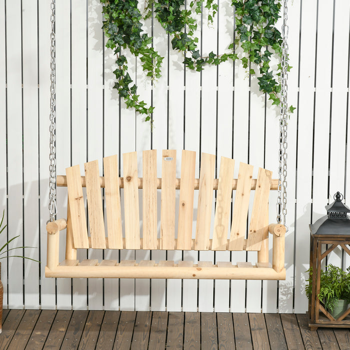 Outsunny 2-Seater Porch Swing, Hanging Outdoor Swing Bench with Metal Chains for Deck, Patio, Garden, Backyard - DTYStore