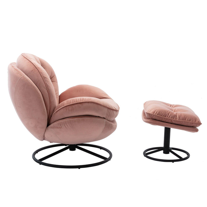 Accent chair TV Chair Living room Chair Pink sofa with Ottoman - DTYStore