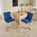 25' Counter Height Bar Stools Set of 2, Modern Velvet Barstools with Button Back&Rivet Trim Upholstered Kitchen Island Chairs with Sturdy Chromed Metal Base Legs Farmhouse Bar Stools, (Blue,2 Pack) - DTYStore