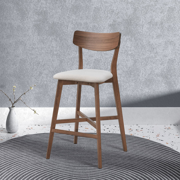 Wooden Bar Chairs Set of 2, Modern Soft Upholstered Kitchen Island Chairs, Counter Height Stool with Backrest,Wooden Frame Chairs with Footrest for Pub,Living Room,Restaurant,Walnut - DTYStore
