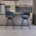 26' Bar Chair Suede Woven Bar Stool Set of 2,Black legs Barstools No Adjustable Kitchen Island Chairs,360 Swivel Bar Stools Upholstered Bar Chair Counter Stool Arm Chairs with Back Footrest (Blue) - DTYStore