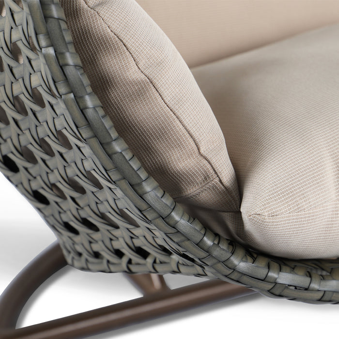 Brown Wicker Hanging Double-Seat Swing Chair with Stand w/Beige Cushion - DTYStore