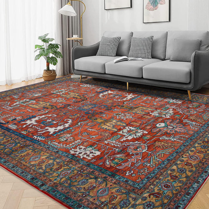Area Rug 8x10 Vintage Bohemia Non-slip Washable Rug For Living Room Kitchen Bedroom Living Room Abstract Style Red - DTYStore