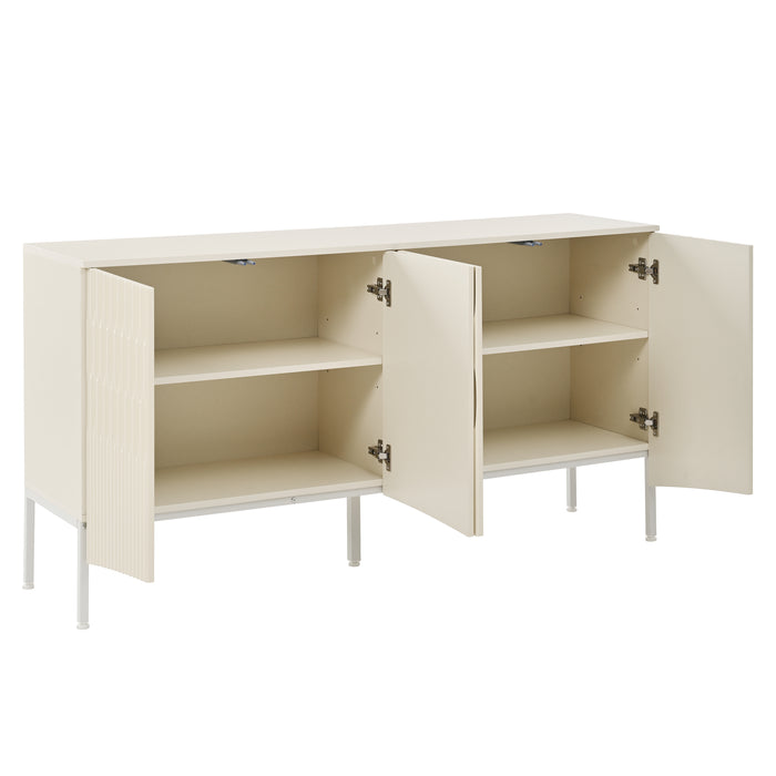 U_Style Elegant Sideboard Featuring Curved Bottom Doors with Arched Groove Design in a Stylish Four-Door Layout,Suitable for Living Rooms,Entrance and Study - DTYStore
