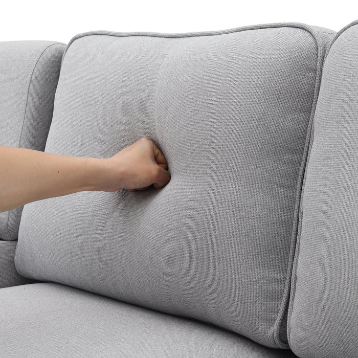 Modern Linen Fabric Sofa with Armrest Pockets and Pillows, Minimalist Style Couch