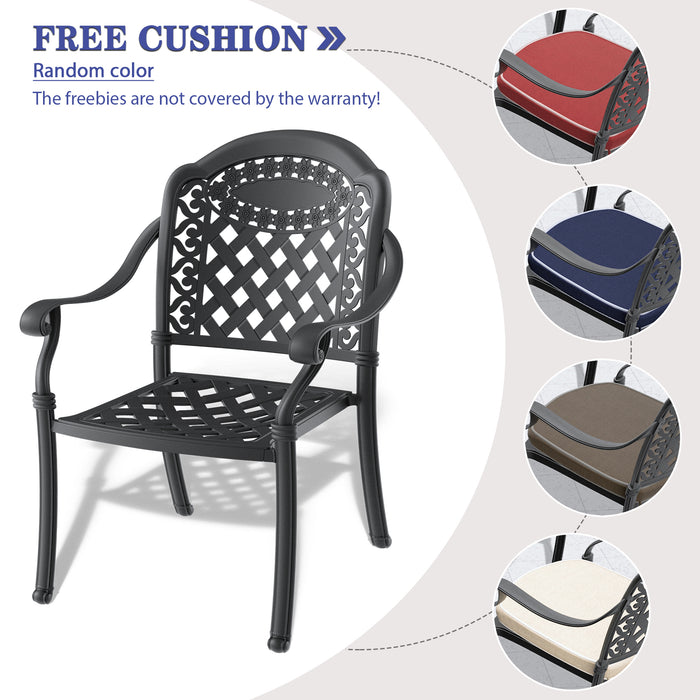 (Cushions In Random Colors)5-Piece Set Of Cast Aluminum Patio Furniture With Cushions - DTYStore