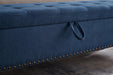 59" Bed Bench with Storage Blue Fabric