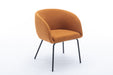 039-Set of 1 Boucle Fabric Dining Chair With Black Metal Legs,Ginger - DTYStore