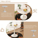 31.4 "round dining table, medieval white marble patterned tulip dining table, 2-3 person metal base dining table, easy to assemble casual coffee table, office desk - DTYStore