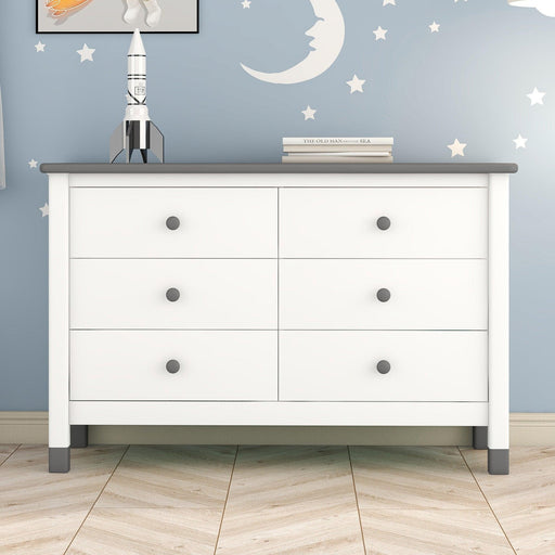 Wooden Storage Dresser with 6 Drawers, Storage Cabinet for Kids Bedroom - DTYStore