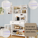 71' Pantry Storage Cabinet with Microwave Oven Countertop, Freestanding Hutch Cabinet with 3 Adjustable Shelves, 5 glass Doors and 1 Large Drawer-White - DTYStore