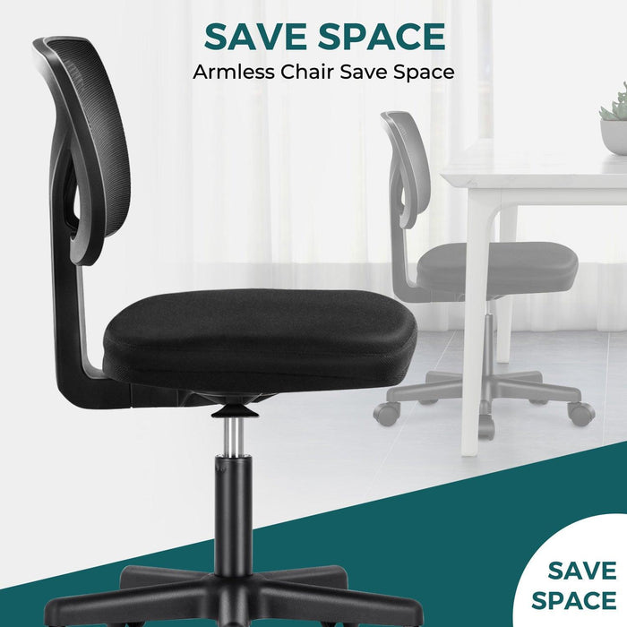 Armless Desk Chair Small Home Office Chair with Lumbar Support - DTYStore
