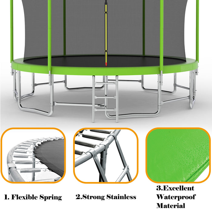 16FT Trampoline with Balance Bar & Basketball Hoop&Ball, ASTM Approved Reinforced Type Outdoor Trampoline with Enclosure Net - DTYStore