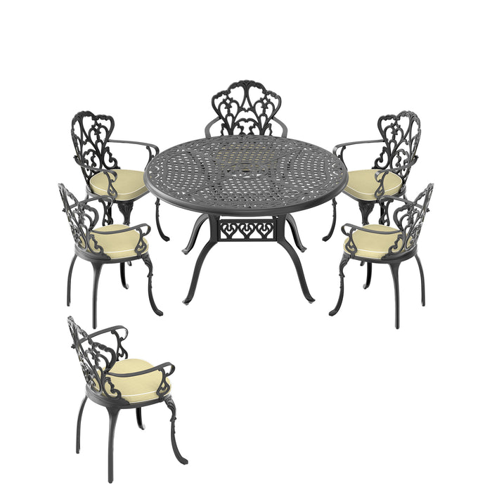 (Cushions In Random Colors)7-Piece Set Of Cast Aluminum Patio Furniture With Cushions(=OLD ITEM CODE W1710S00144) - DTYStore