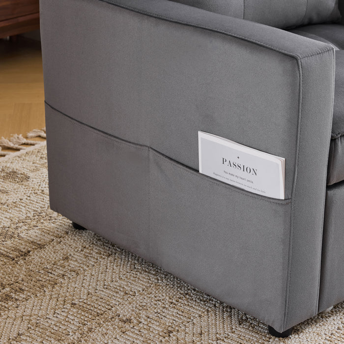 Convertible Sleeper Sofa Chair Bed with Pillow & Pocket, 3-in-1 Sofa Bed Sleeper Chair in Modern Velvet Fabric for Living Room, Bedroom, Study, Apartment, Gray - DTYStore