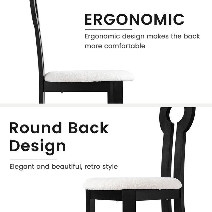 Vintage Rubber Solid Wood Dining Chair, Sheep Plush Dining Chair, Armless Dining Chair, Suitable For Small Home Dressing Room Model Room, Black(Set Of 2) - DTYStore