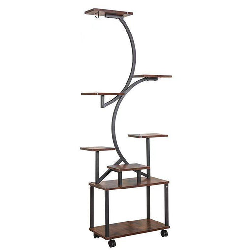 Plant Stand Indoor with Grow Lights, 8 Tiered Indoor Plant Shelf, 61" Tall Plant Stand for Indoor Plants Multiple, Metal Plant Flower Holder Stand, S-Shaped Plant Rack for Home, Patio (Black) - DTYStore