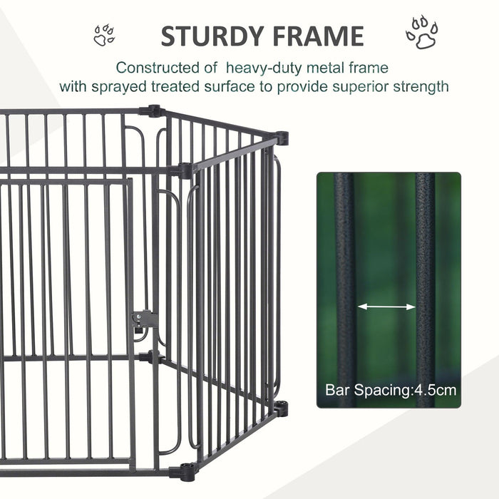 48" x 41" Heavy-Duty Metal Dog Playpen, Outdoor Pet Cage Kennel, Puppy Exercise Fence Barrier with Weather-Resistant Polyester Roof, Locking Door, & Metal Frame - DTYStore