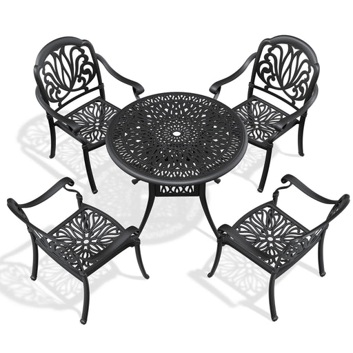 (Cushions In Random Colors)5-Piece Set Of Cast Aluminum Patio Furniture With Cushions - DTYStore