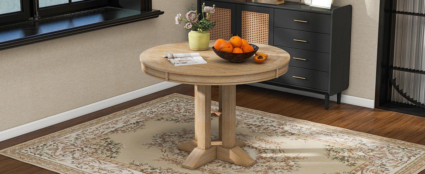 Farmhouse Dining Table Extendable Round Table for Kitchen, Dining Room