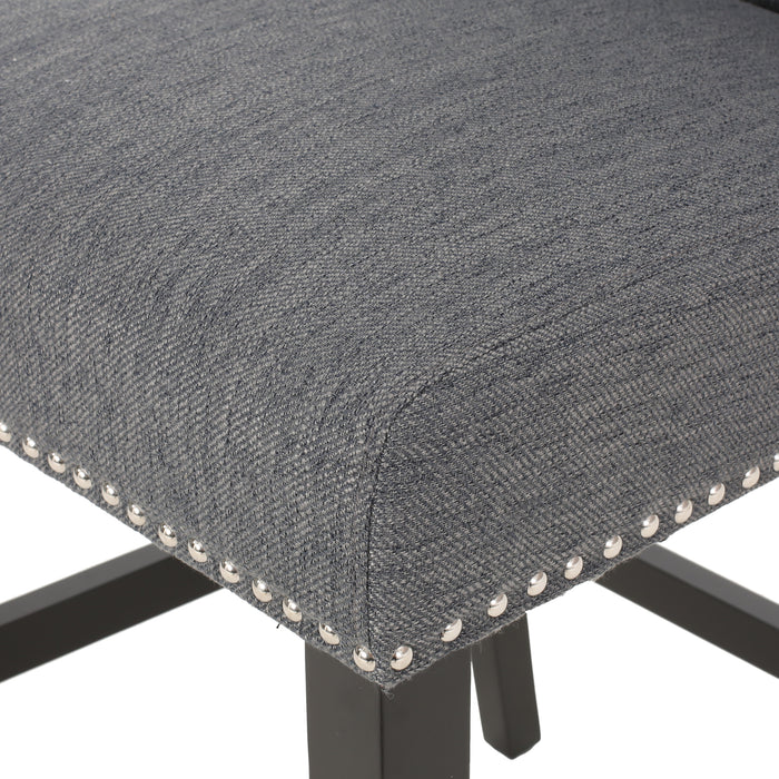 Vienna Contemporary Fabric Tufted Wingback 27 Inch Counter Stools, Set of 2, Charcoal and Dark Brown - DTYStore