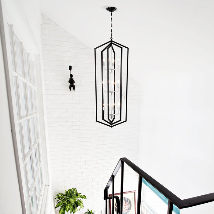 12-Light Farmhouse Kitchen Chandeliers, Matte Black and Sliver Vintage Rustic Cage Light Fixture Adjustable Height Chandeliers for Dining Room Hallway Foyer Entryway(E12 Bulbs Not Included) - DTYStore